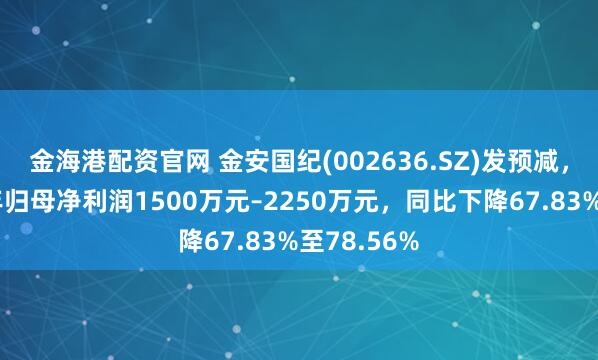 金海港配资官网 金安国纪(002636.SZ)发预减,预计上半年归母净利润1500万元–2250万元,同比下降67.83%至78.56%